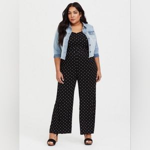 TORRID Black/white polka dot wide leg jumpsuit | size 0